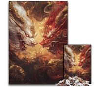 Mythical Beasts Clashing Amid Golden Flames Jigsaws 1000 Pieces for Adults Challenging Puzzles Educational Toy for Teenagers Home Office Decor 1000 PCS(75x50cm)