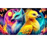 Mythical-Birds-Under-Dual-Moons 1000 Piece Jigsaw Puzzle for Adults - Recycled Cardboard Decoration 38x52cm/1000pcs