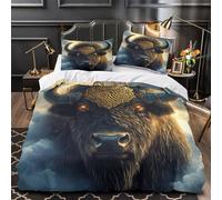 mythical_bison 3D Printing Duvet Cover Set 3pcs Microfibre Lightweight Concealed fantasy_art_style Duvet Insert Cover 2 Pillowcases Skin-Friendly Home Decor Kids & Girls Single（140x200cm）