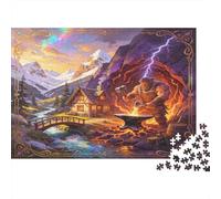 Mythical Blacksmith Forge 1000 Piece Jigsaw Puzzle Paper for Adults Enchanted Mountain Valley Night Scene Puzzle Game for Family Relaxation Gift 70x50cm/1000pcs
