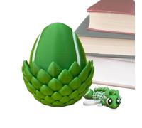 Mythical Creature Statue - Movable Jointed Dragon for Tactile Play | Realistic Scaled Texture with Compact Egg Container, Decorative Accent Keepsake for Shelf Home Office Space, 2.72x2.72x2.87 in