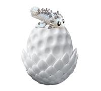 Mythical Creature Statue - Movable Jointed Dragon for Tactile Play | Realistic Scaled Texture with Compact Egg Container, Decorative Accent Keepsake for Shelf Home Office Space, 2.72x2.72x2.87 in