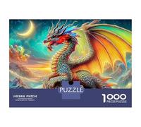 Mythical Creatures 1000 Pcs 3-Layer Cardboard Fire Dragon in Nebula Classic Puzzle, Ultra Hard, Stress Relief, Wall Decor & Family Game Night Gift 52x38cm/1000pcs