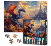 Mythical Creatures Jigsaw Puzzles 1000 Pieces for Adults Dragons and Castles Challenging Puzzles Suitable for Game Nights Fantasy Creature Puzzle 1000 Pieces Home Wall Decoration Size : 50x70cm