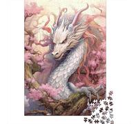 Mythical Dragon Amid Blossoms 1000 Piece Thick Cardboard Classic Jigsaw Puzzle Adults Educational Challenge Beautiful Decoration Value Pack 52x38cm/1000pcs