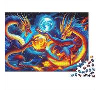 Mythical Dragon Battle Jigsaw Puzzles Puzzles for Adults Kids. 1000 Pieces Impossible Challenge Toy Educational Games Home Decoration for Adults& Kids Age 14 Years Up 70x50cm/1000pcs