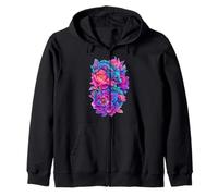 Mythical Dragon Beautiful Flowers Art Butterflies Graphic Zip Hoodie