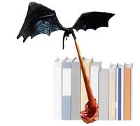 Mythical Dragon Bookends - Flame Statue Decoration, Artistic Sturdy Book Knook | Exquisite Fantasy Sculpture with Heavy Duty Base for Shelf Organization, Unique Home Library Ornament Office Living