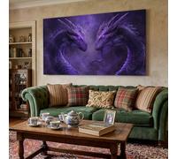 Mythical Dragon Canvas Wall Art Unframed Fantasy Smoke Artwork Gothic Monster Wall Decor for Bedroom, Living Room Hallway or Entryway Home Decoration with Hooks Nails 80x120 cm