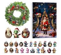Mythical Dragon Display - Acrylic Advent Countdown, 24-Piece Holiday Collection, Charming Baby Creature Figures, Fun Interactive Decoration, Christmas Ornament, Festive Home Decor for Wall Tree Door