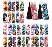 Mythical Dragon Magnetic Bookmarks: 30 Pcs Enchanted Bookmark Set, 15 Metallic Gold Black Emerald Dragon Patterns, Perfect for Imaginative Novel Readers, Book Enthusiasts and Collection Gifts