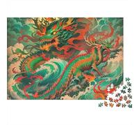Mythical Dragon Pattern 1000 Piece Jigsaw Puzzle Paper for Adults Dynamic Cloud Sea Scene Jigsaw Puzzle for Family Relax Home Decor Gift 38x26cm/1000pcs