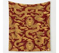 Mythical Dragon Print Blanket Throws Majestic Auspicious Flying Dragon Throw Blankets Soft Cozy Fleece Plush Flannel Bedding Blanket for Kids Adults Couch Travel 200 x 200 cm Gold