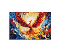 Mythical Fire Bird Wall Art Hanging Paintings Canvas, Majestic Phoenix Rising Fantasy Poster, Artistic Print Painting, Modern Wall Decor for Bedroom Living Room Men And Women 16x24inch(40x60cm)