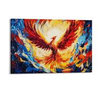 Mythical Fire Bird Wall Art Hanging Paintings Canvas, Majestic Phoenix Rising Fantasy Poster, Artistic Print Painting, Modern Wall Decor for Bedroom Living Room Men And Women 08x12inch(20x30cm)