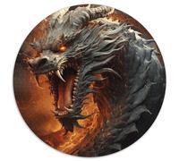 Mythical Fire Dragons Cardboard Round Jigsaw Puzzle 1000 Pieces Jigsaw Brain Challenge, for Teenagers & Home Decor 67.5x67.5cm