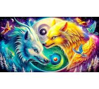 Mythical-Fish-and-Wolf-Under-Moon Jigsaw Puzzles for Adults: 1000-Piece Recycled Cardboard - Decoration 38x26cm/1000pcs