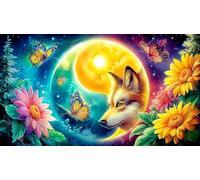 Mythical-Fox-and-Wolf-in-Cosmic-Dance Jigsaw Puzzles for Adults: 1000-Piece Recycled Cardboard Decoration 75x50cm/1000pcs