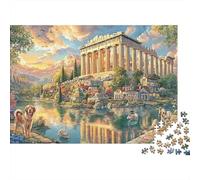 Mythical Greek Landscape 1000 Piece Jigsaw Puzzle Set for Adults Kids 12+，Ancient Greek Temple，Educational Game Challenge Fun Present Activity Wall Decor Mind Relaxation 38x26cm/1000pcs