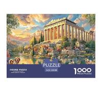 Mythical Greek Landscape 1000 Pieces Ancient Temple Scenic Water Artplastic Puzzle for Adults Precision Cut Non-glare Smooth Finish Stress Relief Mindfulness 52x38cm/1000pcs