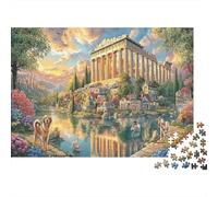 Mythical Greek Landscape Jigsaw Puzzle for Adults 1000Pc | Educational Challenge Ancient Temple by Water Wall Decoration & Gifts 52x38cm/1000pcs