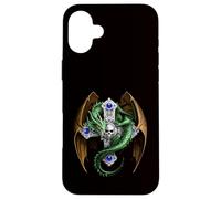 Mythical Green Dragon And Skull Cross Case for iPhone 16 Plus