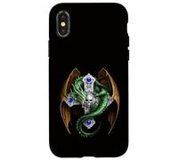 Mythical Green Dragon And Skull Cross Case for iPhone X/XS
