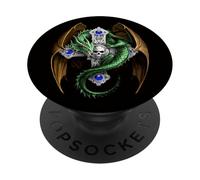 Mythical Green Dragon And Skull Cross PopSockets Adhesive PopGrip