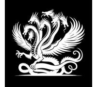 Mythical Hydra Silhouette Design Wall Decals Paster Paper 67.2x73cm Self Adhesive White