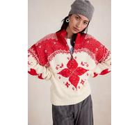 Mythical Knit Sweater at Free People in Vanilla Scarlet Combo, Size: Small - female