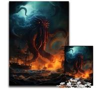 Mythical Kraken Attack Sea Jigsaws 1000Pieces for Adults Puzzles for Adults for Home Decor Ideal ChristmasNew Year Gift for Teenagers 1000 PCS(75x50cm)