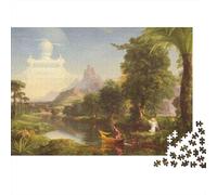 Mythical Landscape Scene 1000 Piece Puzzle for Adults Serene Sunlit Fantasy Forest with Distant Misty Peaks Challenging Premium Sturdy Vibrant Stress Relief Decor 52x38cm/1000pcs