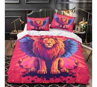 Mythical Lion Quilt Cover 3D Design Printed Wrinkle-Resistant 3-Piece Bedding Set Zipper vibrant Fantasy Comforter Cover Luxury Machine Washable for Teens Adults Women Kids Girls King（220x240cm）
