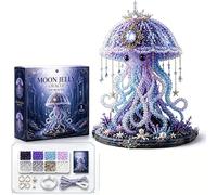 Mythical Ocean 3D Bead Making Kit, 8 Unique Sea Animal Designs with Glass Beads & Pattern Guide, Beginner Friendly Underwater Embroidery DIY Set (Moon Jelly)