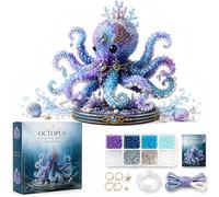 Mythical Ocean DIY Bead Kit for Beginners, 3D Beaded Animal Kit with Instructions, 12 Unique Sea Animal Designs with Glass Beads and Pattern Guide, Underwater Bead Embroidery Set(Octopus)