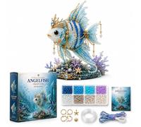 Mythical Ocean DIY Bead Kit for Beginners, 3D Beaded Animal Making Kit with Instructions, 8 Unique Sea Animal Designs with Glass Beads and Pattern Guide, Underwater Bead Embroidery Set (Angelfish)