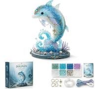Mythical Ocean DIY Bead Kit for Beginners, 3D Beaded Animal Making Kit with Instructions, 8 Unique Sea Animal Designs with Glass Beads and Pattern Guide, Underwater Bead Embroidery Set (H)
