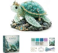 Mythical Ocean DIY Bead Kit for Beginners, 3D Beaded Animal Making Kit with Instructions, 8 Unique Sea Animal Designs with Glass Beads and Pattern Guide, Underwater Bead Embroidery Set (F)