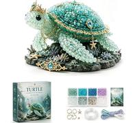 Mythical Ocean DIY Bead Kit for Beginners, 3D Beaded Animal Making Kit with Instructions, Sea Animal Designs with Glass Beads and Pattern Guide, Underwater Bead Embroidery Set (Turtle)