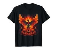 Mythical Orange Phoenix Reborn New Beginning Symbolic Value Graphic T-Shirt, Men, Black, XL