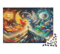 Mythical Phoenix Artwork 1000 Piece Jigsaw Puzzle Paper for Adults Fantasy Mountain Night Sky Puzzle Game for Family Decor and Gift 70x50cm/1000pcs