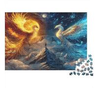 Mythical Phoenix-fantasy Art Style Jigsaws 1000 Pieces for Adults with No Two Pieces Alike Jigsaws 1000 Pieces Phoenix Spirit Duel for Brain Training And Stress Relief Toys for Adults 38x26cm/1000pcs