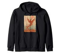 Mythical Phoenix Rising Asian Japanese Artwork Zip Hoodie