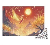Mythical Phoenix Sky 1000 Piece Jigsaw Puzzles Moonlit Phoenix Rising Adults Aged 12 And Above Educational Game Home Decoration Difficult Challenging Male And Female Birthday 70x50cm/1000pcs Gifts