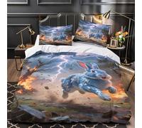 Mythical Rabbit Quilt Cover 3D Design Printed Easy Care 3-Piece Bedding Set Zipper Fantasy Creature Duvet Cover Hotel Quality Breathable for Teens Adults Women Kids Girls Boys King（220x240cm）