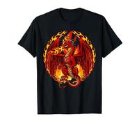 Mythical Red Dragon Breathes Fire On Clouds, Boy Girl T-Shirt