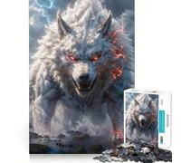 Mythical Storm Wolf Jigsaw Puzzles for Adults1000 Pieces Intellect Toy Calming Play Quality Cut Wall Art Decor (38x26cm)