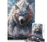 Mythical Storm Wolf Jigsaw Puzzles for Teenagers 1000 Pieces Fine Logic Toy Soft Relax Neat Edge Premium Gift (38x52cm)