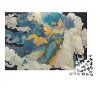 Mythical Warrior Queen 1000 Piece Game Night Puzzle for Adults Goddess Rides Noble White Horse through Clouds Premium Sturdy Vibrant Challenging Hard Stress Relief 38x26cm/1000pcs
