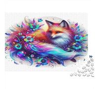 Mythical White Fox with Cosmic Flames Jigsaw Puzzles Puzzles for Adults Kids. 1000 Pieces Impossible Challenge Toy Educational Game Home Decoration for Adults& Kids Age 14 Years Up 70x50cm/1000pcs